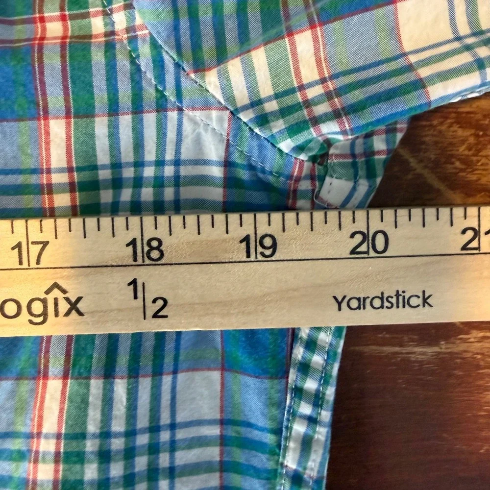 J.Crew Button Down Mens Small Blue Green Plaid Classic Fit Cotton Shirt Casual